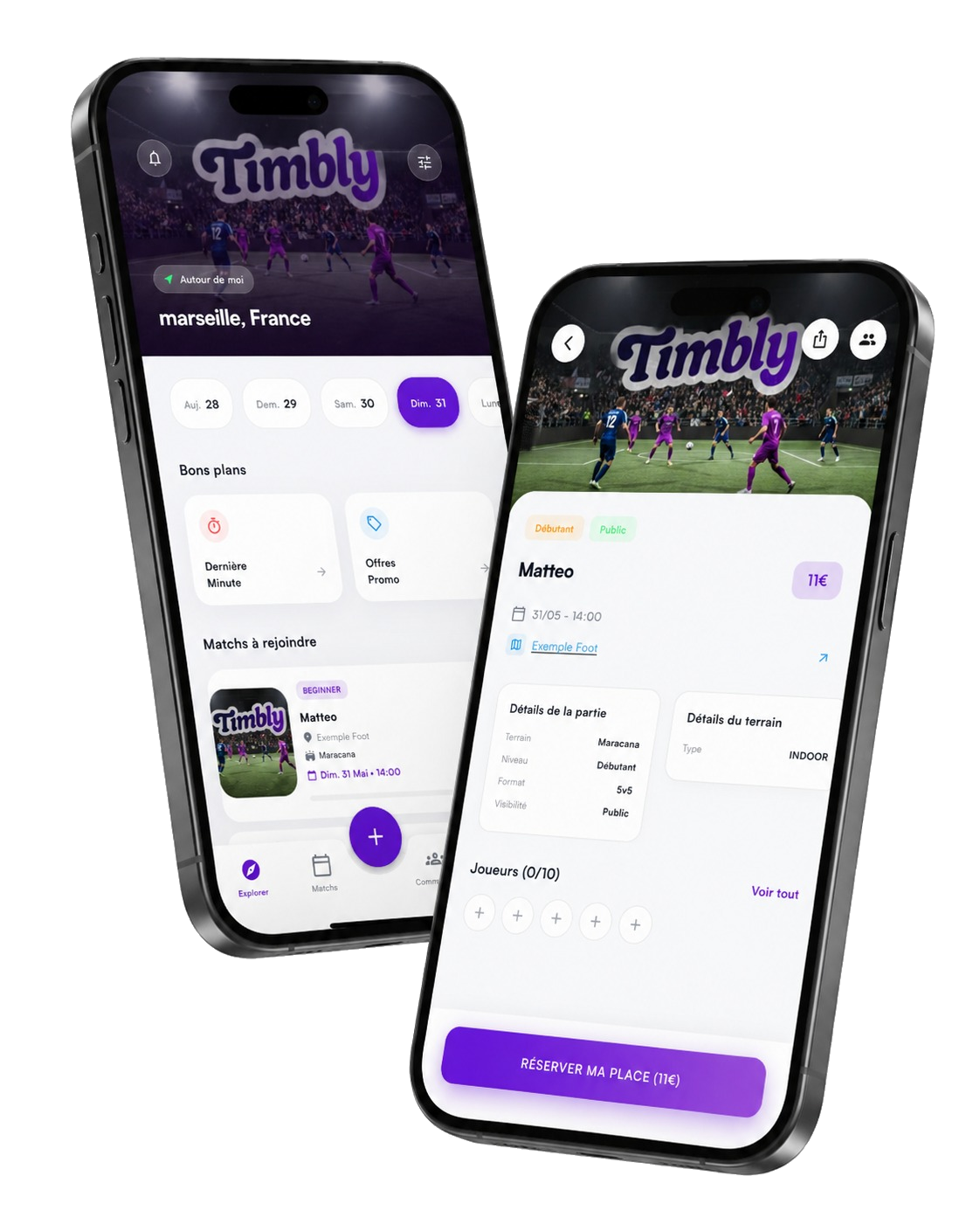 Aperçu de l’application Timbly sur mobile